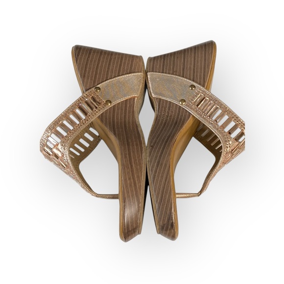 Italina ☻︎ Sparkly Baguette Crystal Wedge Heeled Sandals ☻︎ Rose Gold ☻︎ 7.5M - Picture 13 of 16